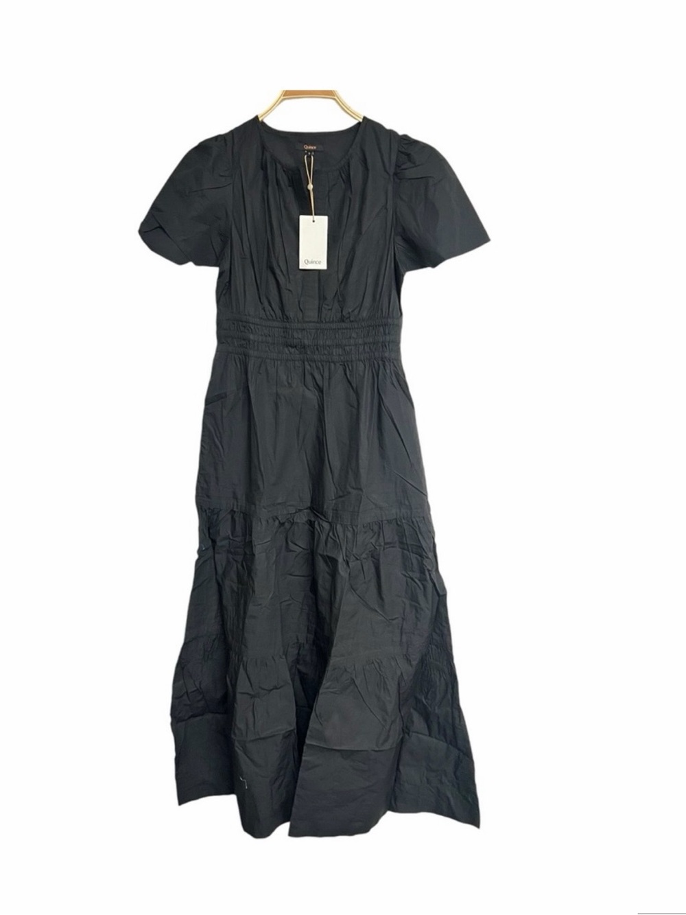 Quince Black Cotton Tiered Maxi Dress - NWT- Sz Medium